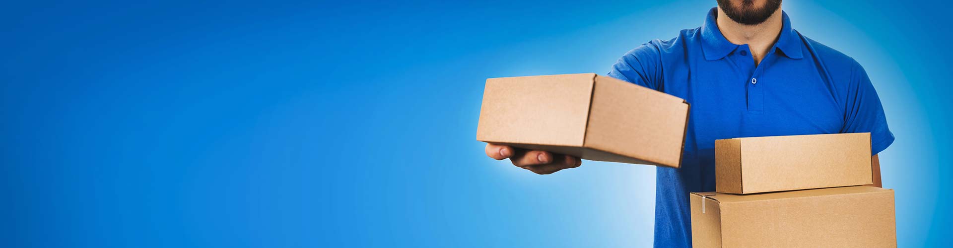 Hand carrying a box for a long-distance courier delivery