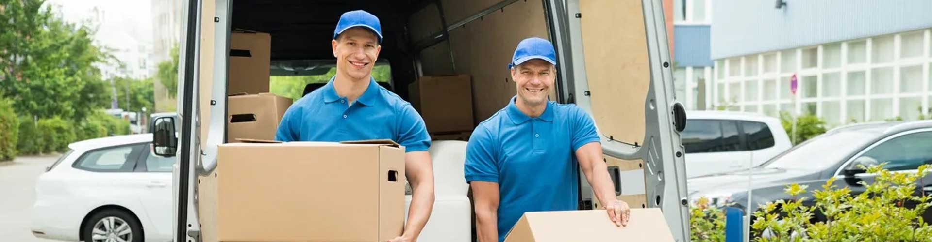 Men carrying boxes for same-day courier service